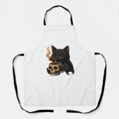 Tablier Café En Chat Foncé Avec Mug Crâne Surdimensionné T (Recto)