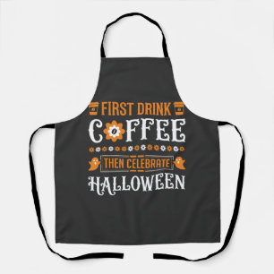 Tablier Café Halloween d'abord puis célébrer la typographi
