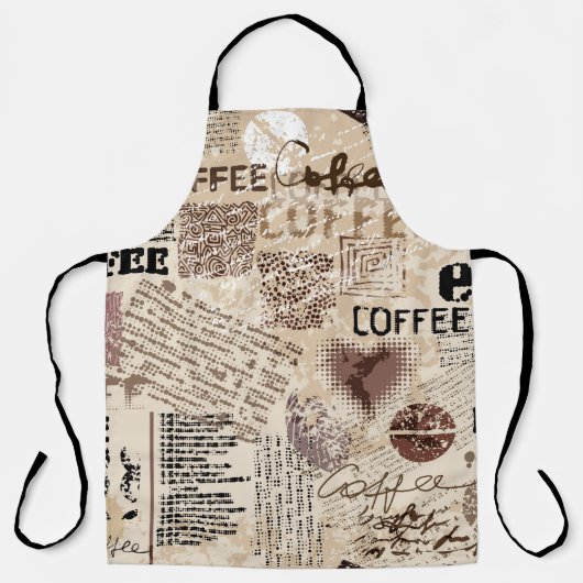 Tablier Café. motif de café Abstrait sur fond brun (Recto)