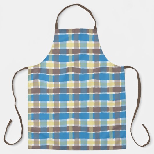 Tablier Café Popcorn Beurré Brown Sonic Bleu Plaid (Recto)
