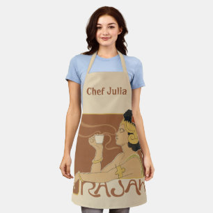 Tablier Café Rajah Art Nouveau vintage, Dame mit Kaffee