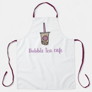 Tablier Café serveuse lait thé bulle thé pourpre et blanc