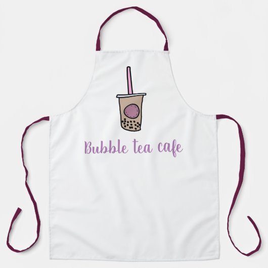 Tablier Café serveuse lait thé bulle thé pourpre et blanc (Recto)