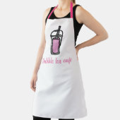 Tablier Café serveuse lait thé bulle thé rose et blanc (Insitu)