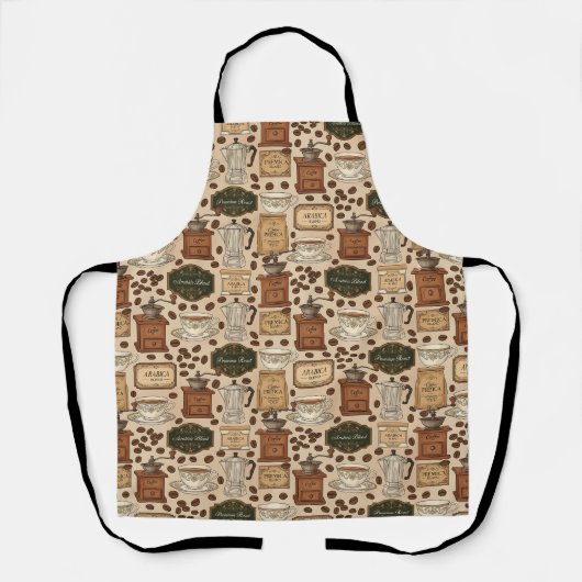 Tablier Café vintage style motif rétro (Recto)