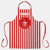 Tablier Cafetière rayures verticales rouge et blanc DIY Co (Recto)