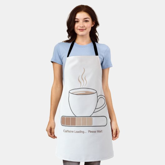 Tablier Caffeine Loading -Minimalist Funny Coffee Line Art (Porté)