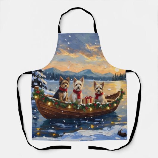 Tablier Cairn Terrier Christmas Boat Holiday (Recto)