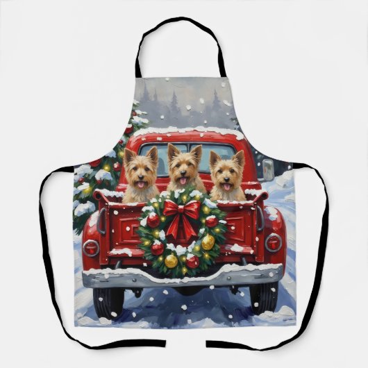 Tablier Cairn Terrier Christmas Red Truck Holiday (Recto)