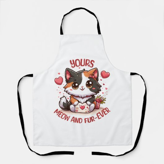 Tablier Calico Chat Adorable pour la Saint-Valentin (Recto)