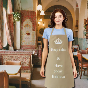 Tablier calme -Baklava - en kaki &blanc