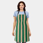 Tablier Camel Beige & Classic Green Stripe (Porté)