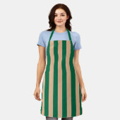 Tablier Camel Beige & Classic Green Stripe (Porté)