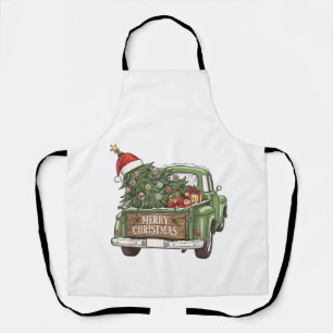 Tablier Camion de Noël Vintage Joyeux Noël Hommes Femmes