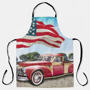 Tablier Camion de ramassage rouge : Drapeau américain Vint
