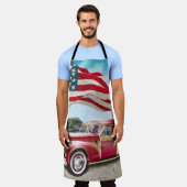Tablier Camion de ramassage rouge : Drapeau américain Vint (Porté)