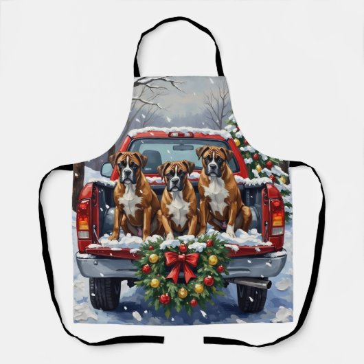 Tablier Camion rouge de Noël Boxer Fêtes (Recto)