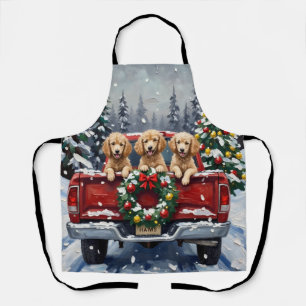 Tablier Camion Rouge de Noël Caniche Vacances