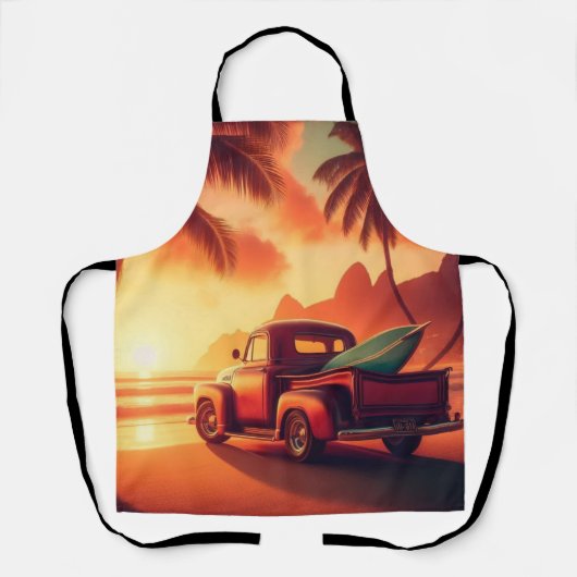 Tablier camionnette vintage tropical/Hawaii surf (Recto)