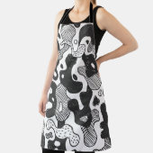 Tablier camouflage abstrait style doodé, noir (Insitu)