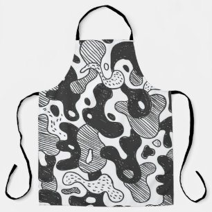 Tablier Camouflage de Doodle Abstrait style noir