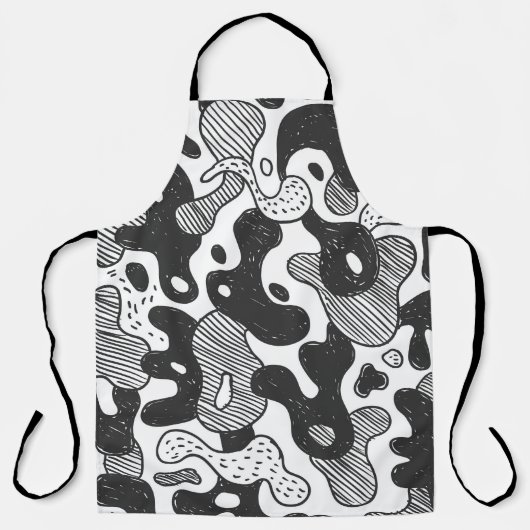 Tablier Camouflage de Doodle Abstrait style noir (Recto)