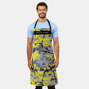 Tablier Camouflage jaune et gris Votre nom Personnalisez