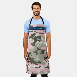 Tablier Camouflage rose et vert Votre nom Personnalisez