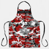 Tablier Camouflage rouge et gris Votre nom Personnaliser (Recto)