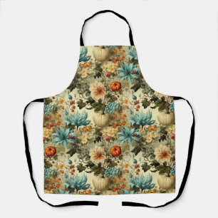 Tablier Campagne Fleur Teal Citrouille Vintage