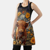Tablier Campagne rustique Highland Cow Sunflowers (Insitu)