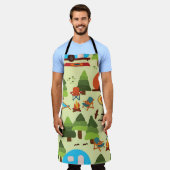 Tablier Camping - caravane, chaises de camping, cheminée (Porté)