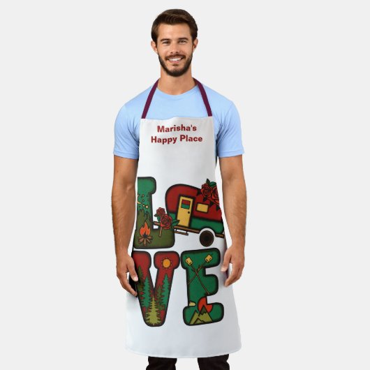 Tablier Camping Rétro Thème LOVE Camping (Porté)