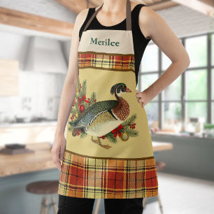 Tablier Canard branchu avec verdure festive de fêtes et ca
