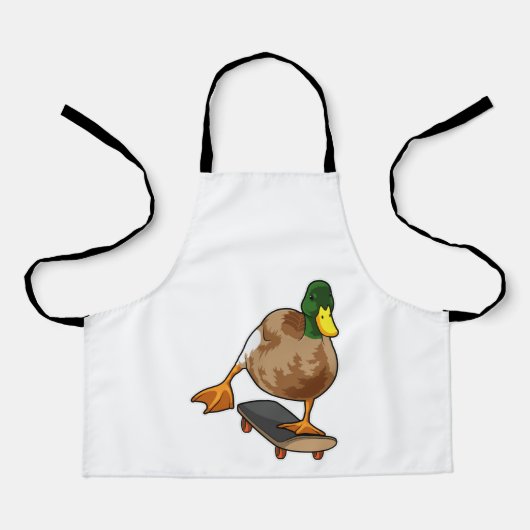 Tablier Canard comme patineur avec skateboard (Recto)