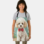 Tablier Caniche blanc adorable avec noeud papillon (Insitu)