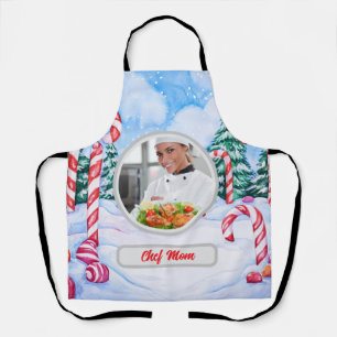 Tablier Canne de Noël Chef Personnalisé Maman Photo