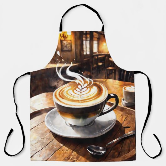 Tablier Cappuccino tourbillonnant de crème Café. Motif (Recto)