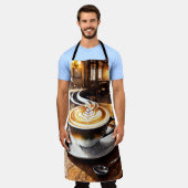 Tablier Cappuccino tourbillonnant de crème Café. Motif (Porté)