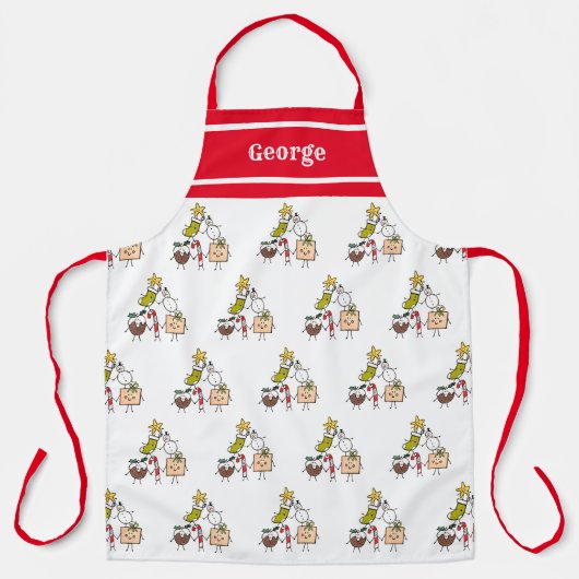 Tablier Caractères de Noël personnalisés Apron (Recto)