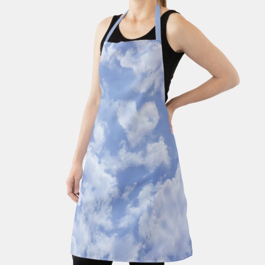 Tablier Cardiaque Ciel Photo Texture Pastel Bleu & Blanc (Insitu)