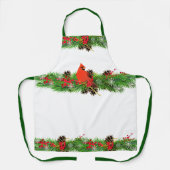 Tablier Cardinal de Noël et verdure des Fêtes / Blanc (Recto)