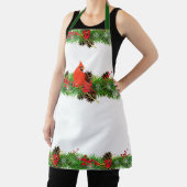 Tablier Cardinal de Noël et verdure des Fêtes / Blanc (Insitu)
