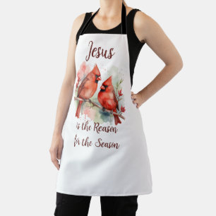 Tablier Cardinal Rouge de Noël Jésus Raison de la Saison