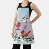 Tablier Cardinaux du Nord Rouge mignonne Amour Paysage hiv (Insitu)