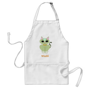 Tablier Caricature de chat kitty vert mignon