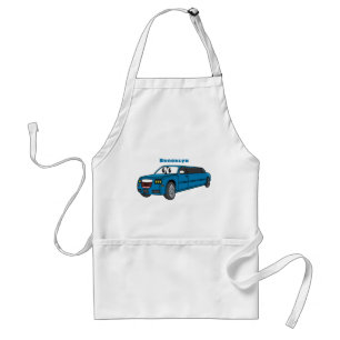 Tablier Caricature de la Limousine bleu mignonne