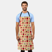 Tablier Caricature de motif arrière - plan de légumes joye (Porté)