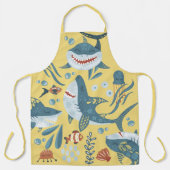 Tablier Caricature de requin amusant collage mignon illust (Recto)