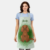 Tablier Carlin Cavalier King Charles Spaniel Ruby sur fond (Porté)